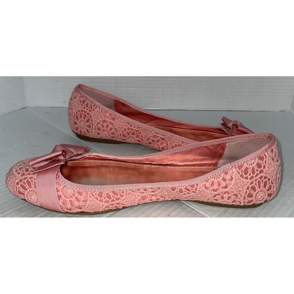 Alfani Flats Women’s 11M Pink Ballet Lace Bow Slip-On Shoes Round Toe Amor - Picture 8 of 14
